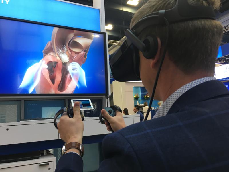 #TCT2019 #TCT #TCT19 A virtual reality game at Medtronic's booth where users can virtually dissect a heart implanted with a CoreValve TAVR valve.