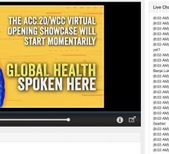 The chat box in a the minutes prior to the beginning of the opening session of the ACC 2020 virtual meeting. Hundreds of clinicians said hello from their locations around the globe, keeping with the ACC  messaging on the screen. #ACC20 #ACC #ACC2020