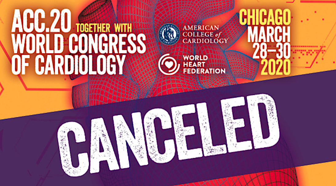 ACC 2020 meeting cancelled page header from the ACC website in March. 