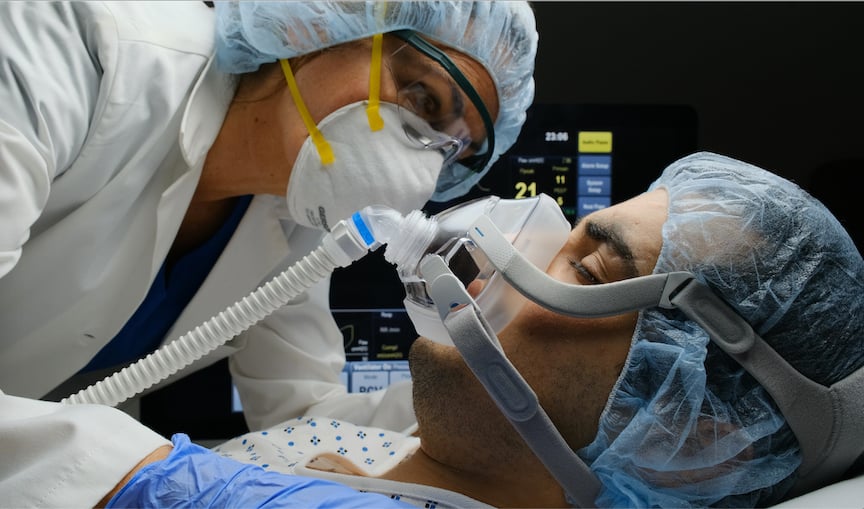 COVID-19 Patient on ventilator, Getty Images