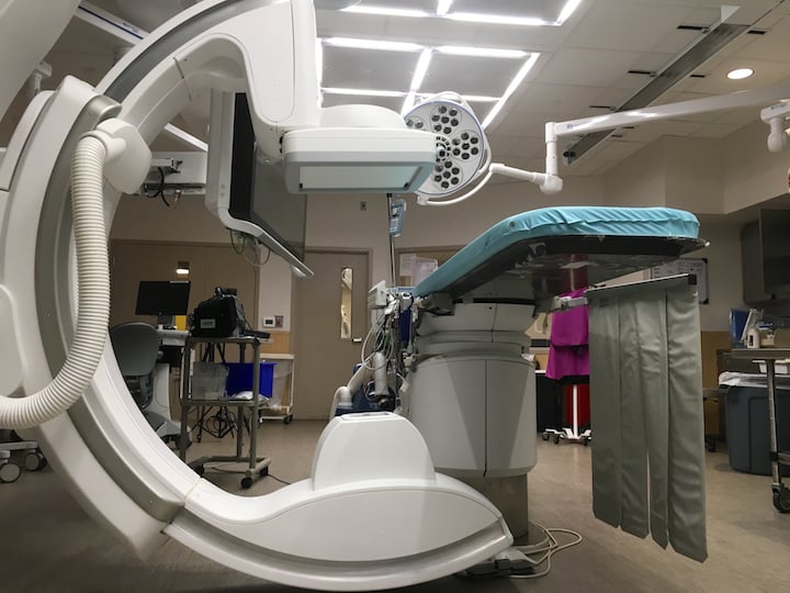 Philips Azurion angiography system in the Henry Ford hybrid lab used for structural heart cases.