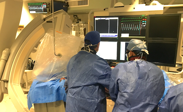 Khaldoon Alaswad, M.D., performing a complex PCI, CTO case at Henry Ford Hospital.