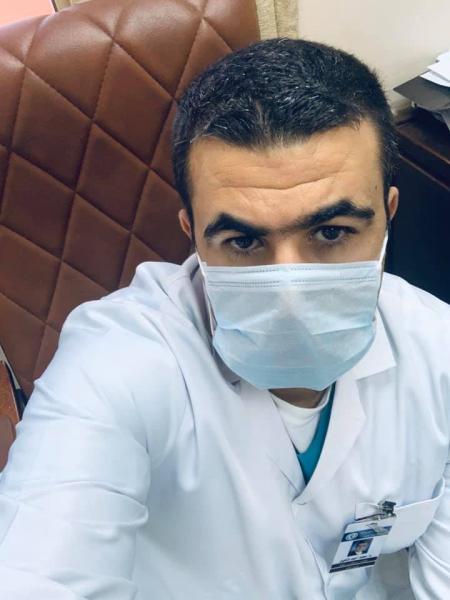 Dr. Mohammed Shaheen, a consultant cardiologist at the Islamic Center for Cardiology and Surgery at Al-Azhar University in Egypt. Wearing a mask all day at the hospital started to come common in February and March 2020 as the virus spread out of China to other regions.
