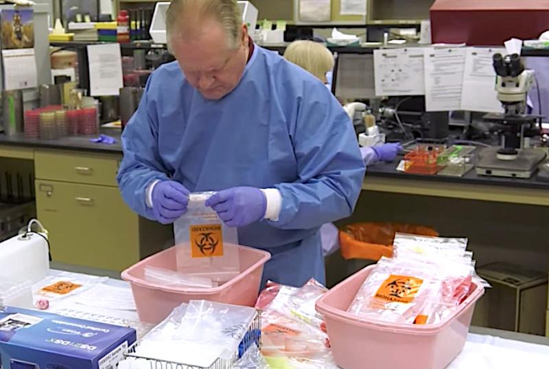 Coronavirus swab test kits being sorted in the clinical lab at Henry Ford Hospital in Detroit. The hospital ramped up its capability in March so it could run more than 1,000 COVID-19 tests per day. Photo by Henry Ford Hospital