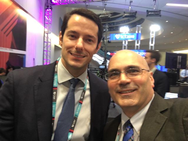 #TCT2019 #TCT #TCT19 Philippe Genereux, M.D., (left) co-director of the structural heart program at the Gagnon Cardiovascular Institute at Morristown Medical Center, part of Atlantic Health System, with DAIC Editor Dave Fornell at TCT 2019. Among the sessions Genereux was involved in was how to close large bore access sites. Here is a <a href="https://www.dicardiology.com/videos/video-how-achieve-hemostasis-large-bore-device-access"> VIDEO interview with him on that topic.</a>