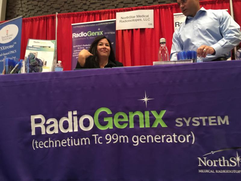 NorthStar Radioisotopes on the expo floor of the 2019 ASNC meeting. The Beloit, Wis., Based company was the first domestic supplier approved by the FDA and the Nuclear Regulatory Commission to produce Mo-99/Tc99m using a unique system that uses low enriched uranium (LEU) instead of the traditional highly enriched uranium (HEU). Due to concerns over nuclear nonproliferation, the U.S. government is phasing out international shipments of HEU starting in 2020. #ASNC #ASNC19 #ASNC2019
