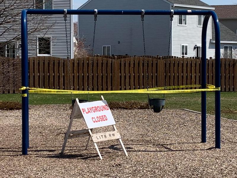 Most playgrounds in the United States were closed due to the COVID-19 pandemic. This is a residential neighborhood park in April Lake in the Hills, Illinois, a Chicago suburb. Photo by Christopher Cundiff.