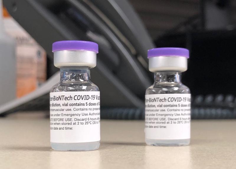 Viles of Pfizer mRNA COVID-19 vaccine thawing for use soon after the first delivery was received at Pardee University of North Carolina Health Care. The hospital began vaccinating its hospital staff December 15, shortly after the FDA cleared the first COVID vaccine.  #COVIDVaccine #Pfizer #COVID19