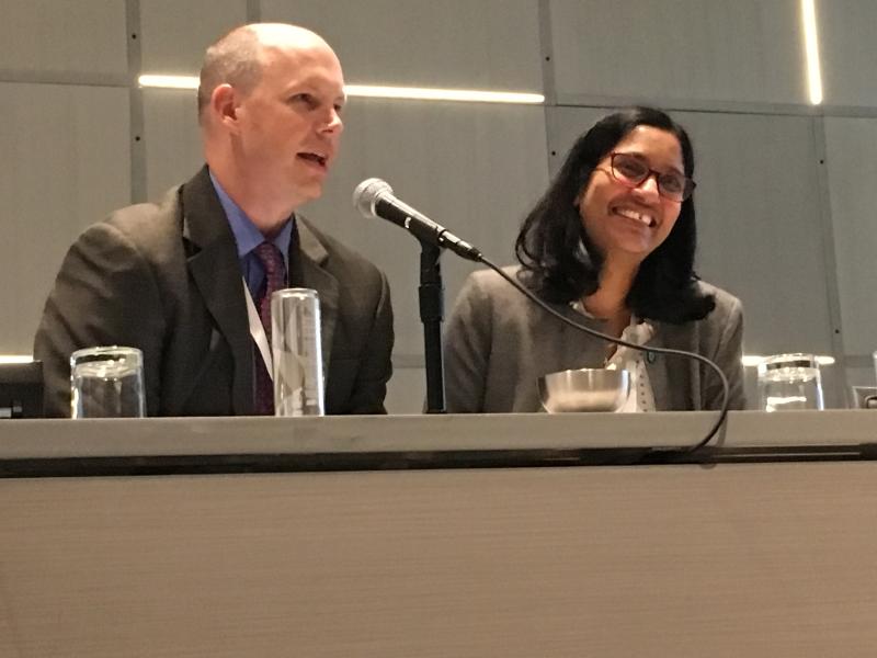Cardiac amyloidosis imaging is among the trends at ASNC 2019. Jamieson Bourque, M.D., medical director of nuclear cardiology at the University of Virginia, and Sharmila Dorbala, M.D., director of nuclear cardiology, Brigham and Women's Hospital, moderate a session on cardiac amyloidosis nuclear scans. They were writing chairs for the recommendations for multimodality imaging in cardiac amyloidosis, released in early September 2019. #ASNC #ASNC19 #ASNC2019 