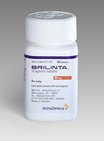 Ticagrelor, Brillinta, is the newest antiplatelet agent on the market. Ticagrelor is a reversible nonthienopyridine P2Y12 receptor antagonist that prevents signal transduction and platelet activation.