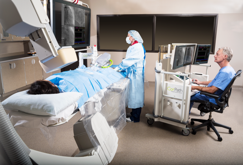 The University of Virginia Health System (UVA) installed a Corindus Corpath robotoic PCI system to help reduce the amount of radiation operators are exposed with table side during procedures.