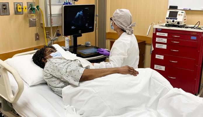 A patient receives an echocardiogram