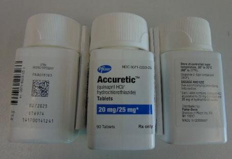 MedWatch, The FDA Safety Information and Adverse Event Reporting Program, announced today that Pfizer is recalling Accuretic (quinapril hydrochloride/hydrochlorothiazide) tablets distributed by Pfizer as well as two authorized generics distributed by Greenstone (quinapril HCL and hydrochlorothiazide and quinapril HCl/hydrochlorothiazide) due to the presence of a nitrosamine, N-nitroso-quinapril, above the Acceptable Daily Intake level.