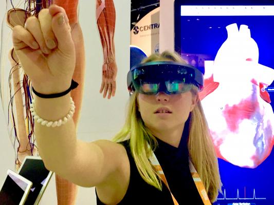 Augmented and virtual reality for patient and clinical education, as well as advanced imaging was a big trend at HIMSS 2019.