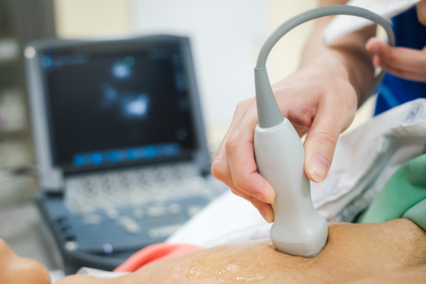 An ultrasound is taken of a patient's heart.