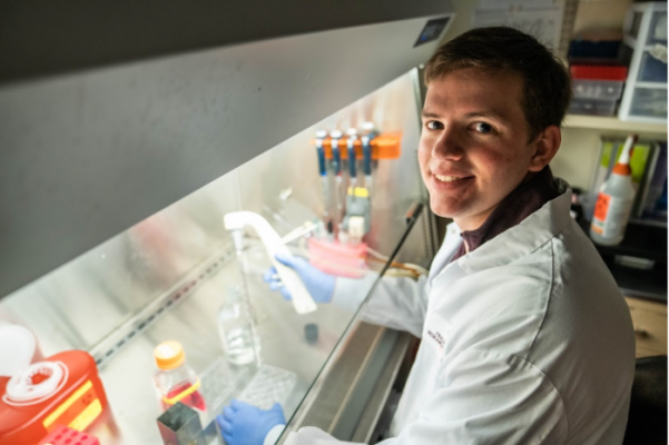 Zach Williams wanted to be a cancer researcher, but quick success in another area refocused his research on cardiovascular science. He was awarded a National Institutes of Health grant to fund his research for two years. Image courtesy of Clayton Metz/Virginia Tech. 