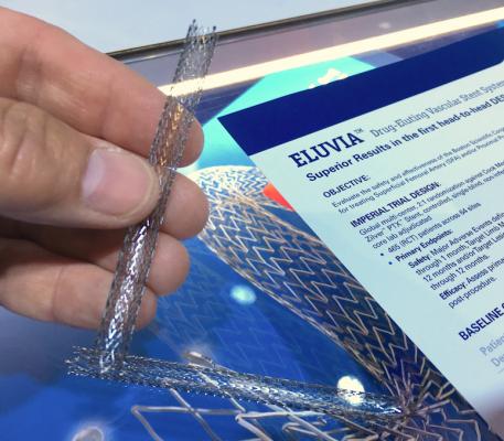The Boston Scientific Eluvia self-expanding, drug-eluting peripheral stent. It outperformed the Cook Zilver stent in the IMPERIAL Trial presented at TCT 2018.