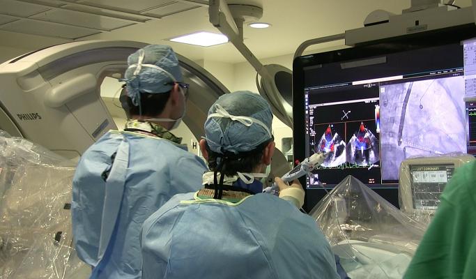 This photo is from a MitraClip procedure during the University of Colorado visit last December.