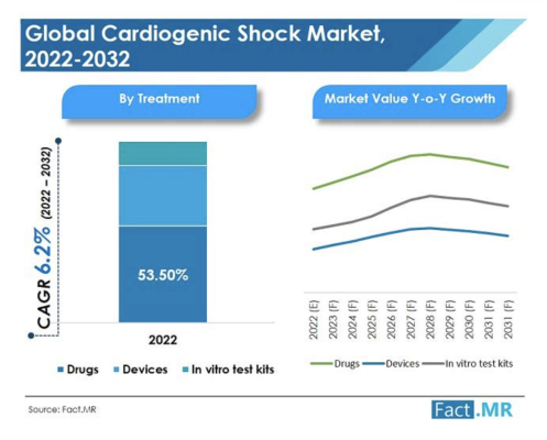 The global cardiogenic shock market was valued at US$ 3.29 Bn in 2021, and is expected to reach US$ 6.32 Bn by 2032, expanding at a CAGR of 6.2% over the 2022-2032 time frame.