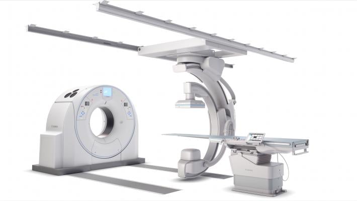 Canon’s Alphenix 4-D CT allows clinicians to efficiently plan, treat and verify in a single clinical setting. The flexible hybrid system enables streamlined workflow and outstanding range of patient access and coverage. 