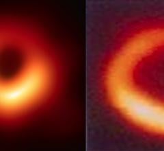 A comparison of the first-ever image of a black hole released this week by the Event Horizon Telescope collaboration et al. and a cardiac nuclear imnaging exam. Left if the black hole, right, is a similar nuclear imaging exam of the heart showing a similar ischemic perfusion defect to the black hole.  Comparison of black hole photo to a cardiac exam.
