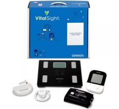VitalSight is a HIPAA-compliant, Medicare-reimbursable home blood pressure monitoring solution that generally comes at no cost to the patient, depending on their coverage. The kit typically includes a digital blood pressure monitor with cuff, weight scale and digital medication tracker, as well as a data hub. 