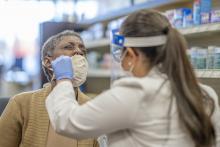 Black patient being tested for COVID-19 using a nasal swab PCR test. black adults with COVID-19 were far more likely to be hospitalized than their white counterparts according to data from the AHA COVID-19 Cardiovascular Disease Registry. #AHA #AHA20 #AHA2020 #COVID19 #SARSCoV2