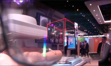 The view through a HoloLens headset in the Philips RSNA 2017 booth of holographic reconstruction of liver anatomy to guide a liver tumor embolization procedure. The augmented reality 3-D reconstruction can be rotated by hand movement or voice commands. RSNA 2017, #RSNA2017, #RSNA17
