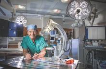 Seth Worley, M.D., senior consultant, section of cardiac electrophysiology, MedStar Heart and Vascular Institute, developed tools and techniques to optimize transvenous left ventricular (LV) lead implantation, including the I-CRT approach. Here he holds the tools that he personally developed for left ventricular lead implantation to treat heart failure. Photo courtesy of MedStar Heart and Vascular Institute at MedStar Washington Hospital Center.