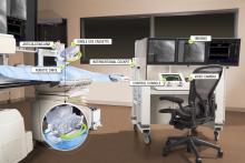 The Siemens Corindus Corpath cath lab robotic navigation system.