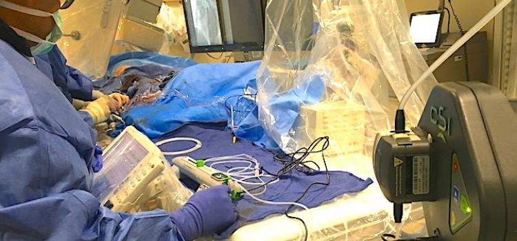 As reprocessing for cardiac cath lab catheters becomes available, hospitals may be able to save money on more expensive types of devices, including atherectomy systems and FFR catheters. Atherectomy procedure at Henry Ford Hospital in Detroit. Photo by Dave Fornell.